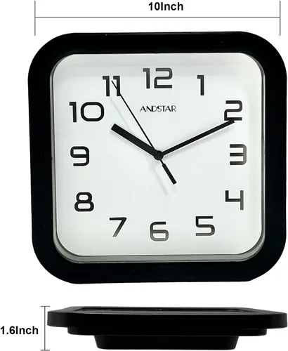 Miniatura 2 de Reloj cuadrado redondo, moderno, retro, silencioso, funciona con pilas, números arábigos precisos, diseño decorativo para el hogar, sala de estar