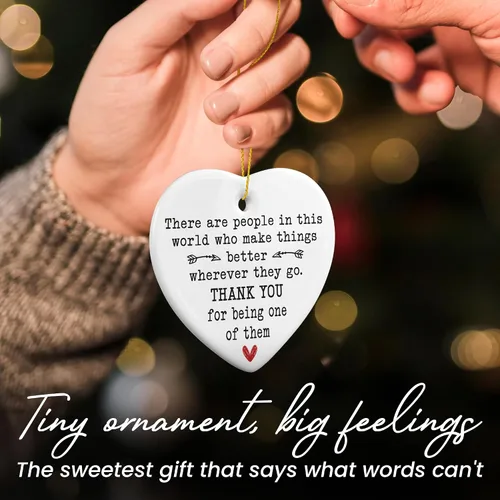 Miniatura 5 de TEEZWONDER Regalos de Navidad de Agradecimiento para Mujeres - Adornos Navideños de Cerámica 2025 con Tarjeta para Decoraciones del Árbol - Regalos