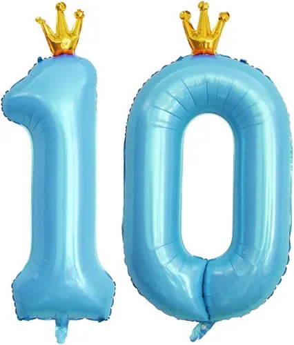 Miniatura 8 de Globos azules de 40 pulgadas con corona unida número 2, globos de segundo cumpleaños para decoraciones de fiesta de cumpleaños. (2)