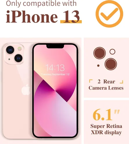 Miniatura 2 de GVIEWIN Funda diseñada para iPhone 13 de 6.1 pulgadas, con protector de pantalla de vidrio templado + protector de lente de cámara, flor
