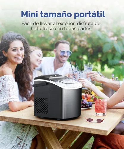 Miniatura 7 de COWSAR Máquina de hielo de encimera, máquina de hielo portátil con autolimpieza, 26.5 libras/24 horas, 9 cubos de hielo tipo bala en 6 minutos