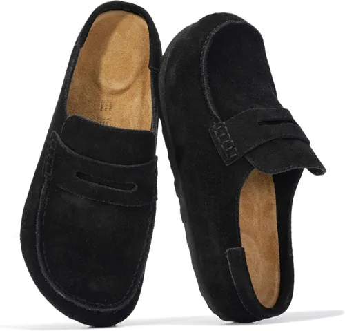 Miniatura 9 de Project Cloud – Zuecos estilo mocasín para mujer de cuero 100% auténtico, con espuma viscoelástica, resistentes al agua, tipo slip-on
