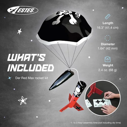Miniatura 3 de Estes Rockets 0651 Der Red Max - Kit de cohete de nivel de habilidad 1 Marrón/a, 12 años en adelante con supervisión de adultos para menores de 12