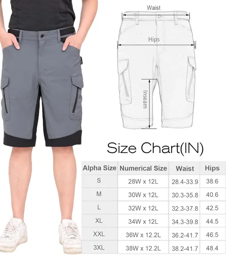 Miniatura 6 de WORK IDEA Pantalones cortos de senderismo para hombre, resistentes al agua, ligeros, para senderismo