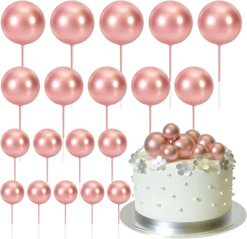 Miniatura 31 de ASTARON 20 piezas de decoración de bolas para pastel, mini globos, decoración de pastel con palos, bolas de pastel plateadas para graduación, boda