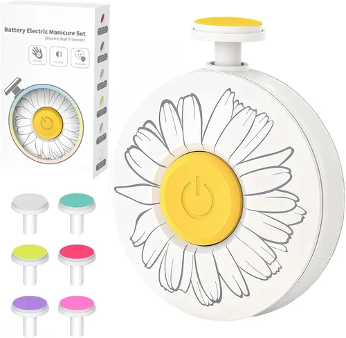 Miniatura 11 de Cortadora de uñas para bebé, eléctrica, fácil y segura, lima de uñas para bebés recién nacidos, cortaúñas silenciosa, 6 cabezales de molienda