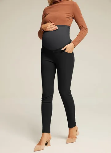 Miniatura 5 de Maacie Pantalones de trabajo de maternidad, pantalones de vestir casuales de negocios con bolsillos de alta elasticidad