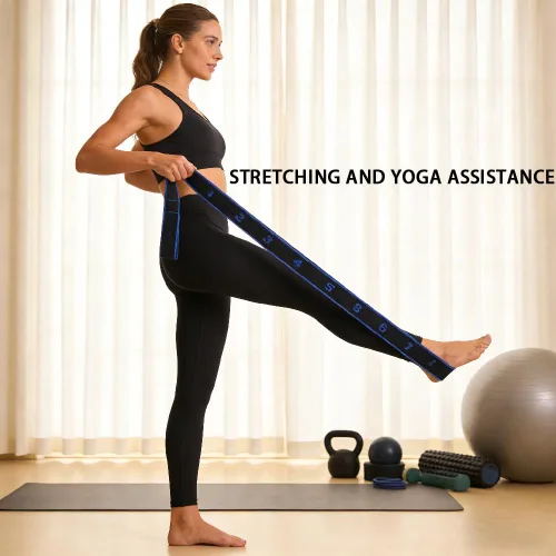 Miniatura 4 de Banda de resistencia de fitness para estiramiento y yoga, banda de resistencia de yoga ajustable de 8 segmentos con asas para brazos, ejercicio