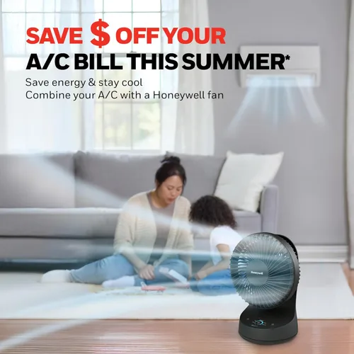 Miniatura 5 de Honeywell QuietSet 5 Ventilador de mesa oscilante, negro, ventilador personal y pequeño con funcionamiento silencioso y 5 niveles de potencia