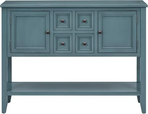 Miniatura 11 de Merax Aparador buffet con 2 cajones, mesa consola con estante para cocina, cafetería de granja con almacenamiento, color marrón