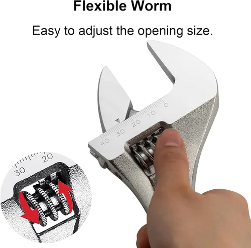 Miniatura 3 de Jetech Llave ajustable de 24 pulgadas - Llave de cambio profesional de acero cromo-vanadio resistente con escala en pulgadas/métrica, abertura