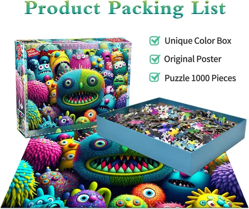 Miniatura 2 de HUADADA Rompecabezas de 1000 piezas para adultos, criaturas coloridas, rompecabezas para adultos y niños, juegos educativos de 1000 piezas