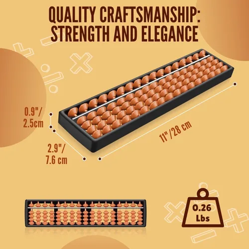 Miniatura 4 de Flexzion SorobanAbacus para adultos y niños – Soroban japonés de plástico de 11 pulgadas con 5 cuentas y 17 varillas para aprendizaje