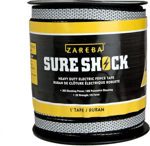 Zareba Polytape Sure Shock de alta resistencia - 500 pies x 1 pulgada - HDT500W1-Z - Poliatpe resistente para valla eléctrica
