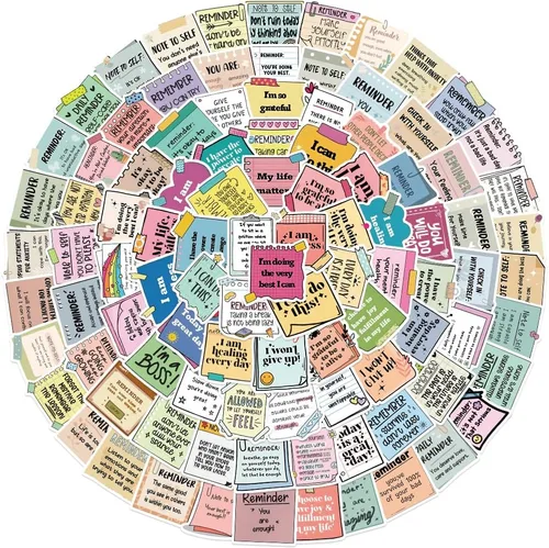 Miniatura 7 de 100 unidades de calcomanías motivacionales de autoafirmación, calcomanías impermeables con citas inspiradoras para botellas de agua, laptop, álbum