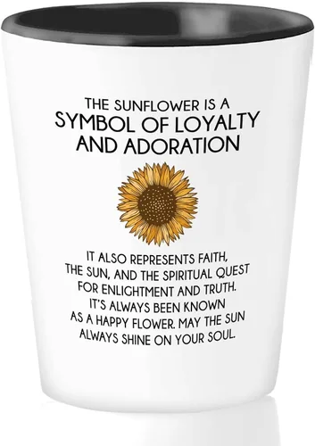 Vaso de chupito de afirmación diaria de 1.5 onzas – Adoración de girasol – Regalo divertido para recordatorio, compañero de trabajo, amistad,