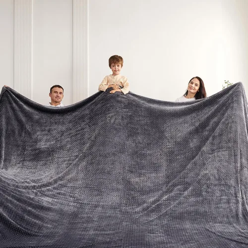 Miniatura 33 de Manta de vellón extragrande King de 120 x 120 pulgadas, manta de franela jacquard 3D sin costuras, suave y acogedora, 10'x10', extra grande
