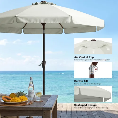 Miniatura 4 de ABCCANOPY Sombrillas prémium de 10 pies (3.05 m) para patio, beige claro