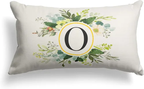 Miniatura 44 de Snycler Fundas de almohada con monograma de letra L, floral, 18 x 18 pulgadas, almohadas de primavera verdes, fundas decorativas de verano, Estilo L