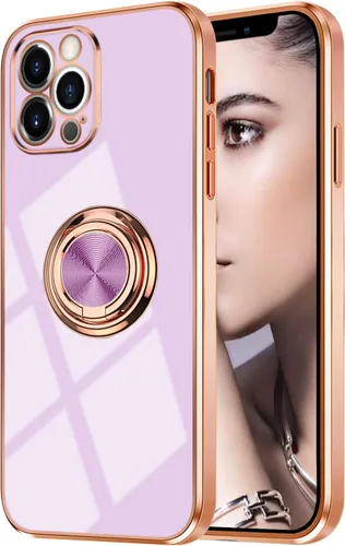 Miniatura 39 de Compatible con iPhone 11 Kickstand, anillo de rotación de 360 grados integrado con borde de oro rosa brillante que funciona con soporte magnético