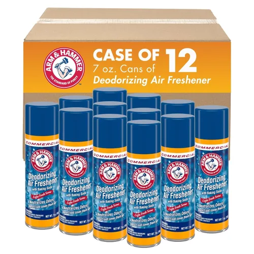Arm & Hammer Ambientador de bicarbonato de sodio, fresco ligero, aerosol de 7 onzas, 12/caja