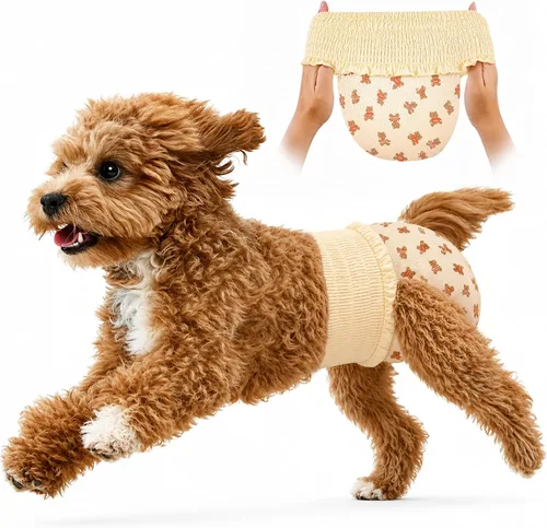 Ambreview Pañales para Perras Hembras, Pañales Desechables para Perras Hembras con Cintura Elástica, Pañales Tipo Pull-Up para Cachorros para