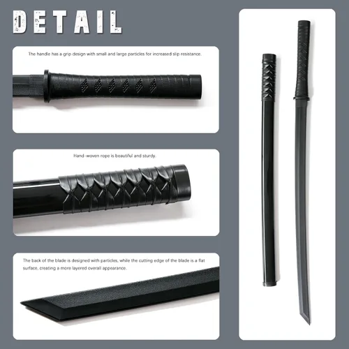 Miniatura 3 de RTCT Katana Sword - Espada samurái de polipropileno para entrenamiento, juego de 2 piezas con soporte de exhibición, cuchillo de plástico