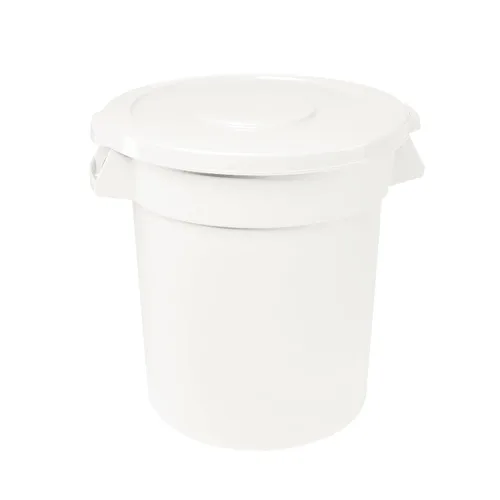 Miniatura 2 de Cubo de basura comercial redondo blanco de 32 galones y tapa, cubo de basura de cocina, cubo de basura interior, papelera duradera, bote de basura