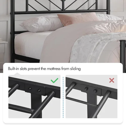 Miniatura 6 de Yaheetech Estructura de Cama Plataforma de Tamaño Individual con Cabecera de Diseño de Flecha, Base de Colchón de Metal de 13 Pulgadas