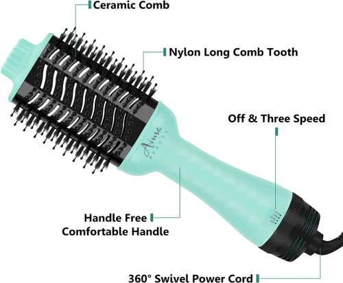Miniatura 4 de Aima Beauty Cepillo secador de pelo voluminizador de un solo paso, cepillo de aire caliente mejorado 4 en 1 para menos encrespamiento, más brillo