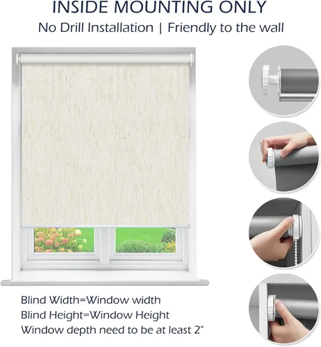 Miniatura 4 de Persianas enrollables opacas de montaje interior sin taladro, persianas de ventana de alta calidad, protección UV, fácil de instalar, para oficina