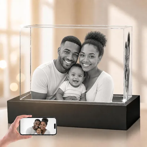 Miniatura 12 de Foto de cristal 3D, regalos personalizados de Navidad para mamá, esposa, mujer, papá, marido, abuela, foto personalizada en cristal, único