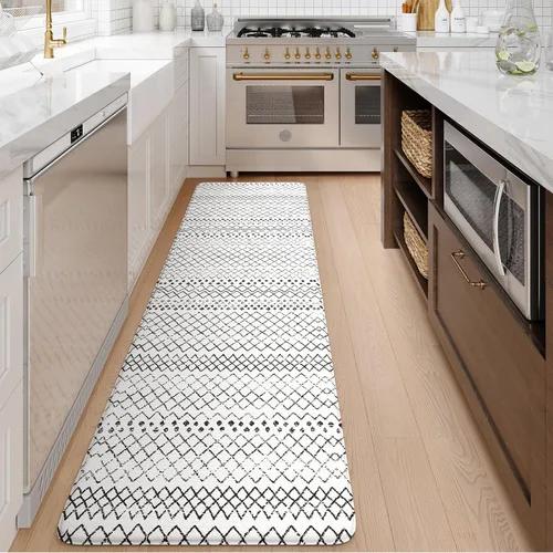 Miniatura 69 de KIMODE - Juego de 2 tapetes de cocina bohemios, antifatiga, antideslizantes, impermeables, ergonómicos, acolchados, cómodos, para lavandería, Caqui