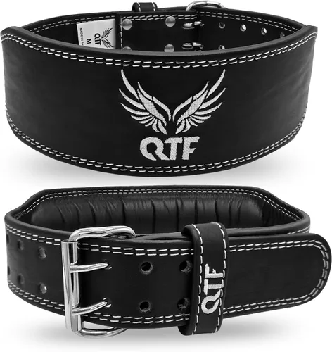 Miniatura 10 de QTF Cinturón de levantamiento de pesas, entrenamiento de gimnasio, soporte lumbar acolchado de cuero de 4 pulgadas para hombres y mujeres, 9