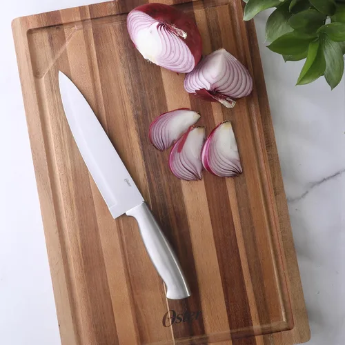 Miniatura 7 de Oster Baldwyn - Juego de 5 cuchillos de acero inoxidable con bloque y soporte magnético de madera – Exhibición de encimera y almacenamiento seguro