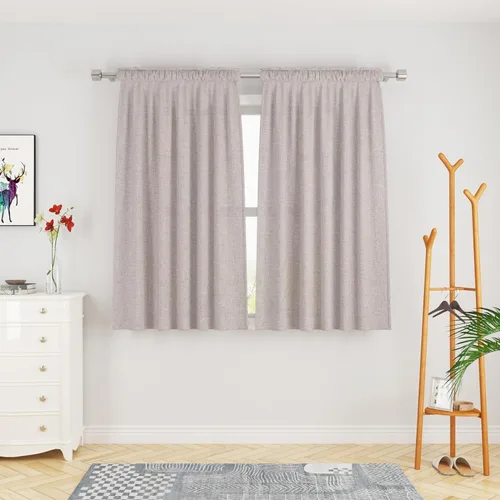 Miniatura 29 de UPOPO Cortinas de Niveles Beige Sobre Fregadero con Textura de Lino para Ventana de Cocina de 16 Pulgadas de Largo Caravana Privacidad Pequeñas