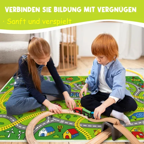 Miniatura 3 de Alfombra de juego para niños, alfombra educativa de 31 x 48 pulgadas, alfombra antideslizante de la vida urbana, alfombra de aprendizaje para niños