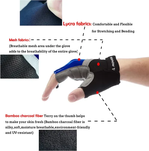 Miniatura 3 de Guantes de ciclismo para hombres y mujeres, guantes de ciclismo acolchados de medio dedo de 0.197 in, transpirables de montaña y carretera