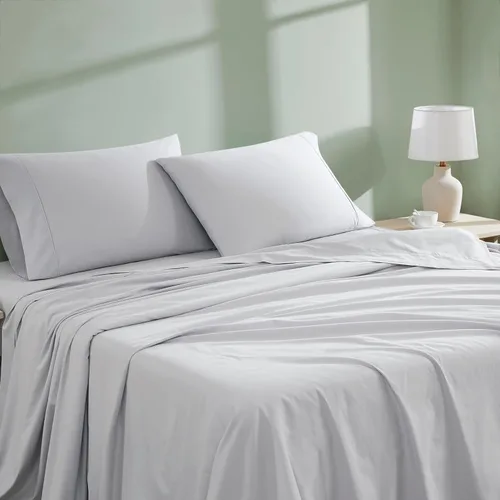 Miniatura 12 de Linen Closet Juego de 4 piezas de sábanas de 100% algodón orgánico tamaño completo, tejido de percal, crujiente, fresco, suave y duradero, sábanas