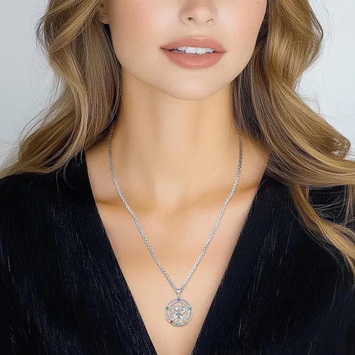 Miniatura 64 de Collar de pentagrama de plata de ley con triple luna, diosa celta, nudo celta, nudo de brujas, Ankh, sol y luna, Hécate, lilith, Santa Muerte