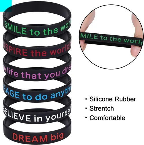 Miniatura 3 de Hicarer 36 pulseras motivacionales para hombres y mujeres, pulseras de silicona inspiradoras, citas motivacionales, pulseras de graduación de goma