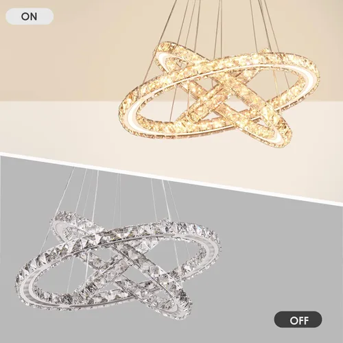 Miniatura 2 de Candelabros LED modernos de cristal, lámpara de techo de tres anillos, luz colgante con acrílico para dormitorio, comedor, pasillo
