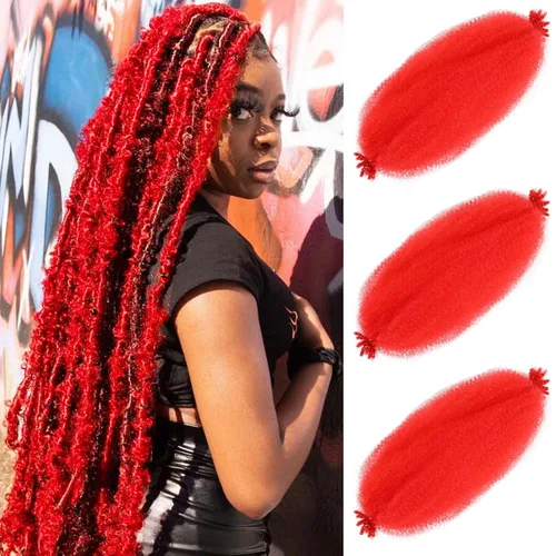 Miniatura 65 de Cabello afro trenzado elástico color marrón claro de 16 pulgadas, paquete de 3 T27, cabello afro preesponjado y trenzado elástico, cabello afro