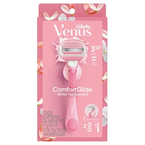 Miniatura 11 de Gillette Venus ComfortGlide - Maquinilla de afeitar para mujer, barras de gel perfumadas de té blanco, incluye 1 mango de afeitar reutilizable + 2
