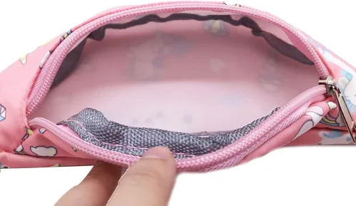 Miniatura 6 de Linda cangurera de dinosaurio para niños, riñonera pequeña con cinturón, bolso cruzado para la cintura para niños y niñas, Rosado, Riñonera