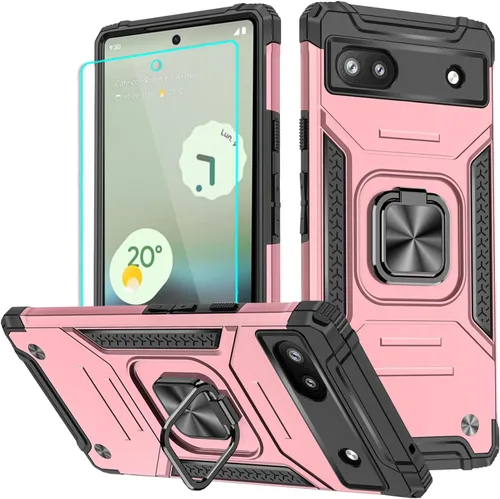 Miniatura 21 de HNHYGETE Funda para Pixel 6a con protector de pantalla HD, soporte giratorio de grado militar de 360° (resistente) a prueba de golpes para Google