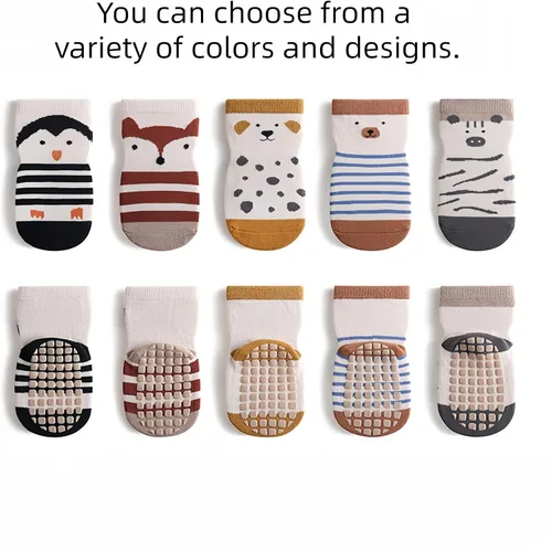 Miniatura 4 de Calcetines para bebé, antideslizantes, mezcla de algodón, elásticos, unisex para niños y niñas, de 0 a 5 años (paquete de 2 pares)