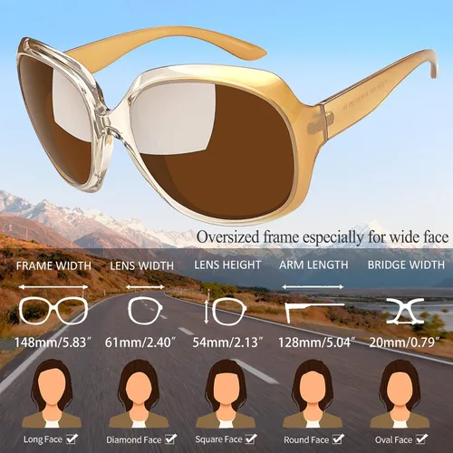 Miniatura 228 de Joopin Lentes de sol de gran tamaño para mujer, polarizados, grandes, para conducción, protección UV, grandes sombras