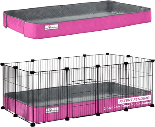 Miniatura 14 de Funda Lavable para Jaula Paw Inspired Critter Box, Ropa de Cama Reversible de Forro Polar con Bordes Elevados para Hurones, Conejos, Ratas, Gris/Rosa
