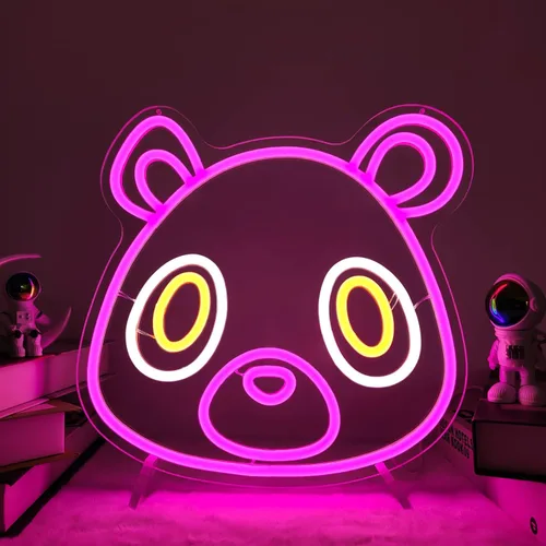 Letrero de Neón de Oso de Graduación Letrero de Luz de Neón de Oso Rosa Letrero de Luz de Neón de Dibujos Animados de Graduación Letreros LED de